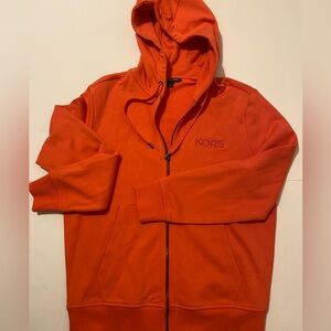 MICHAEL KORS MENS LIKE NEW APRICOT ZIPPED HOODED SWEATERSHIRT SZ SM.